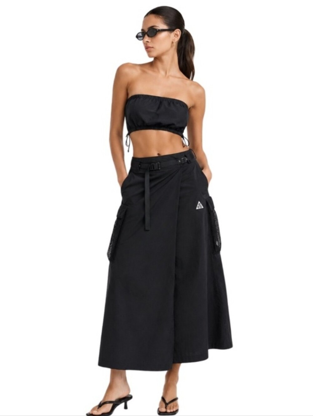 Nike ACG Snowgrass Maxi Cargo Wrap Skirt In Black